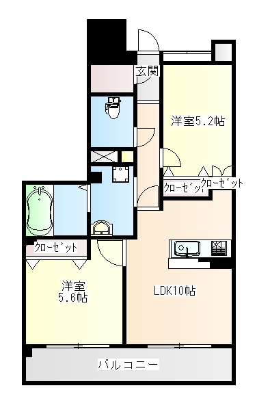 仙台市若林区清水小路のマンションの間取り