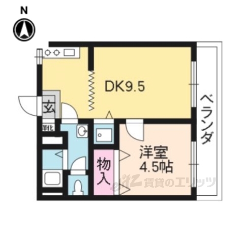 京都市西京区桂坤町のマンションの間取り