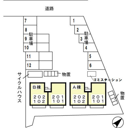 【ウィングス三郷　A/B B　大の駐車場】