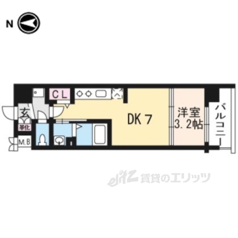 【京都市下京区西七条西石ケ坪町のマンションの間取り】