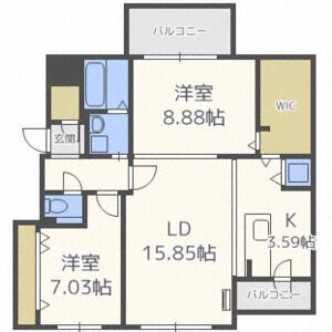 札幌市中央区南二十二条西のマンションの間取り