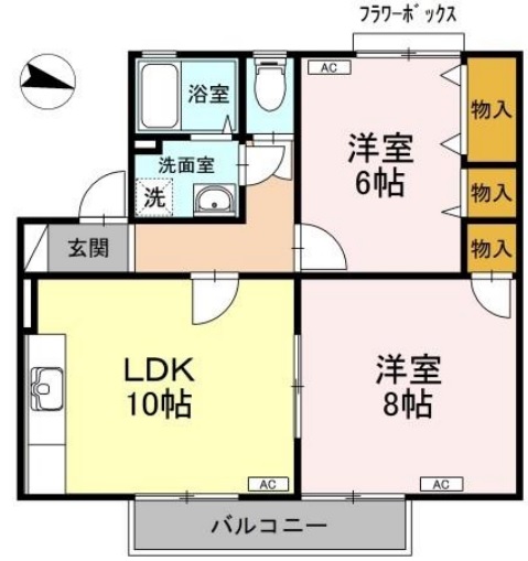 徳島市南田宮のアパートの間取り