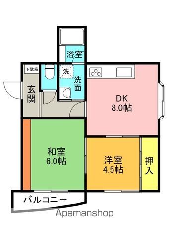 ＪＲ片町線 星田駅 徒歩1分 5階建 築38年の間取り写真