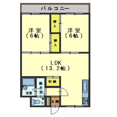 函館市亀田町のアパートの間取り