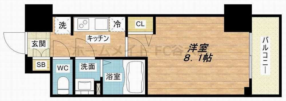 プレサンス谷町九丁目駅前の間取り