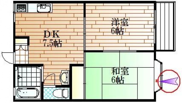 岡山市北区岩井のアパートの間取り