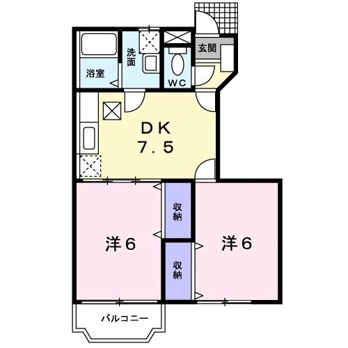 北九州市若松区ひびきの南のアパートの間取り