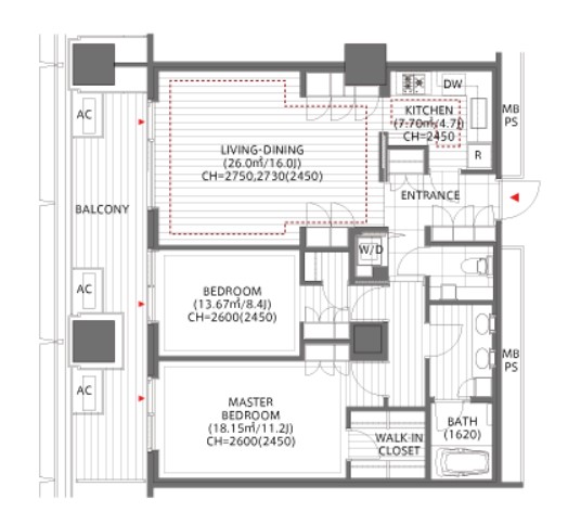 【港区六本木のマンションの間取り】