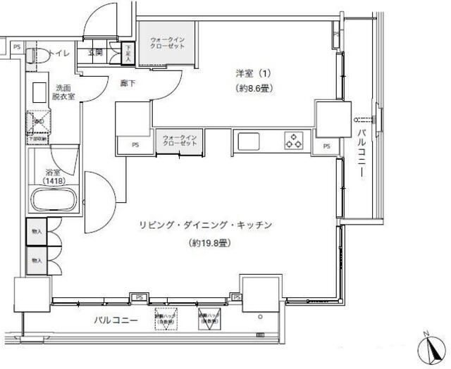 港区西新橋のマンションの間取り