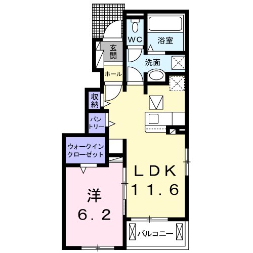 姫路市花田町勅旨のアパートの間取り