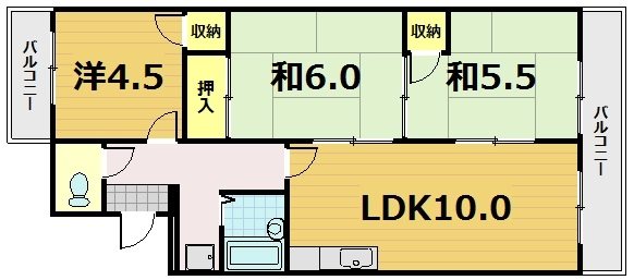 京都市伏見区向島善阿弥町のマンションの間取り