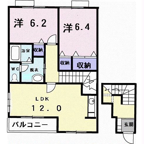 ソレアードB　201号室の間取り