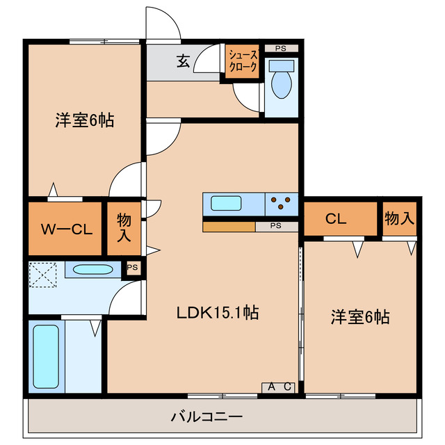 SS.サクシア　B棟の間取り