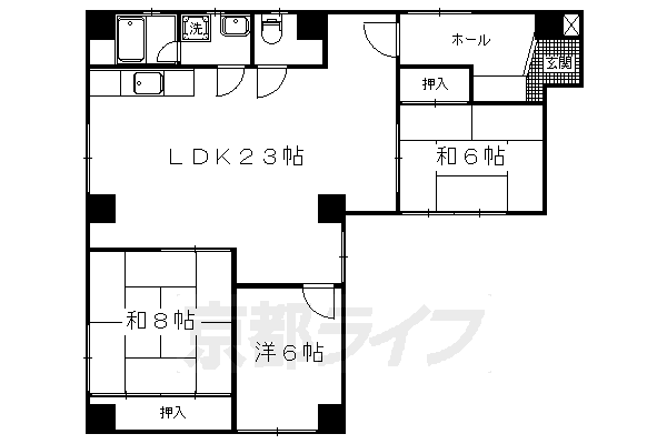 京都市上京区染殿町のマンションの間取り