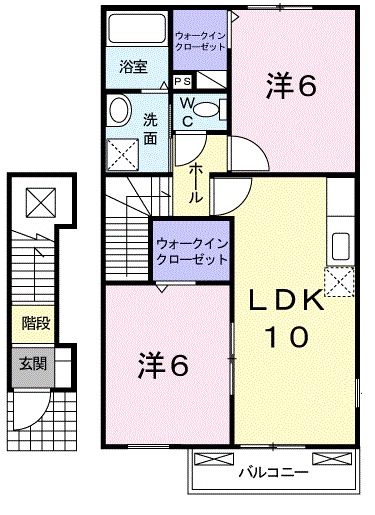 岡山市北区門前のアパートの間取り