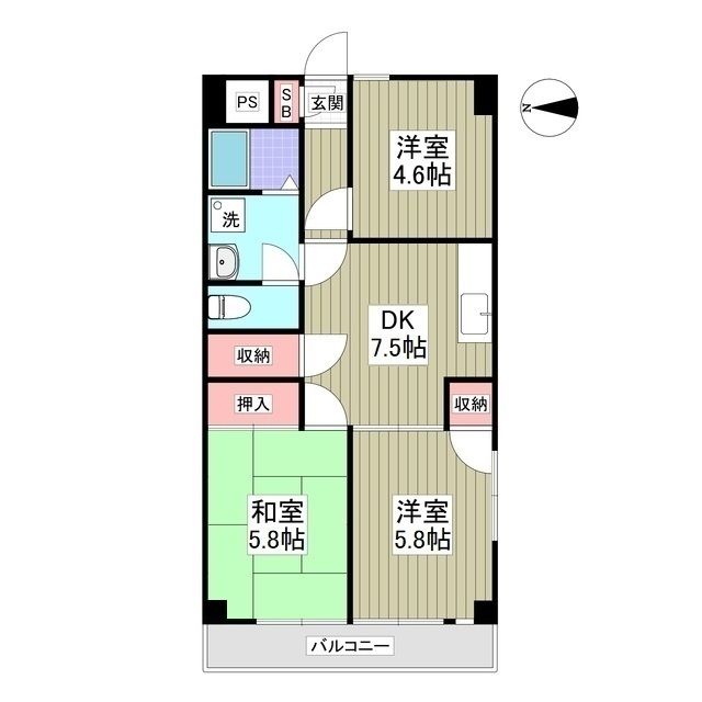 和光市南のマンションの間取り