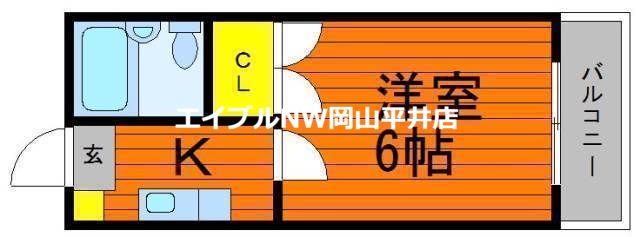 岡山市中区中井のマンションの間取り