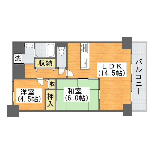 大阪市平野区平野元町のマンションの間取り