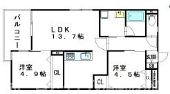 糟屋郡宇美町貴船のアパートの間取り