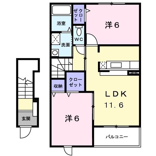 亀山市野村のアパートの間取り