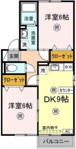 岡山市中区関のアパートの間取り