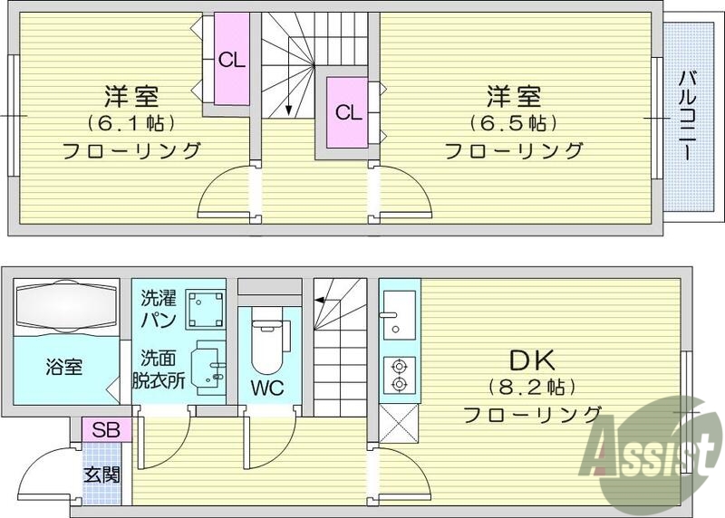 名取市美田園のアパートの間取り