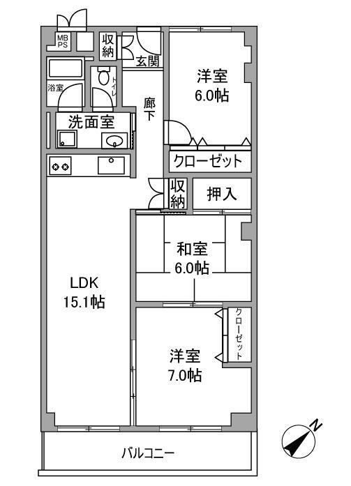 神戸市須磨区高倉町のマンションの間取り