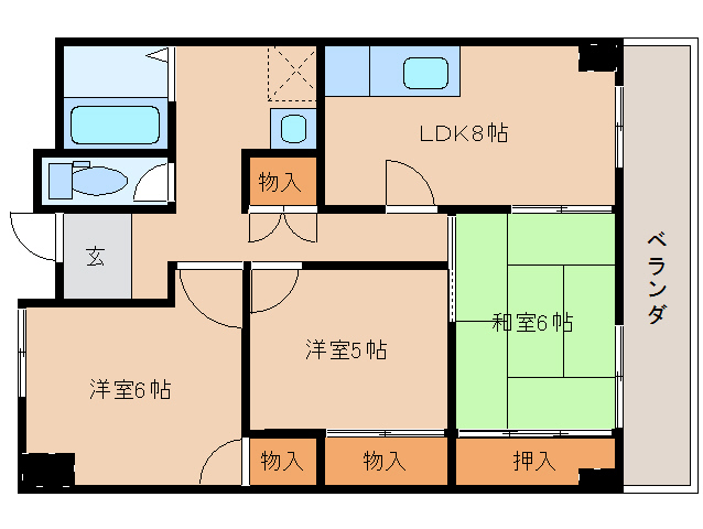 橿原市久米町のマンションの間取り