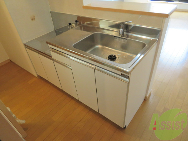 キッチン　十分な大きさのキッチンですね。２口コンロも置けます。