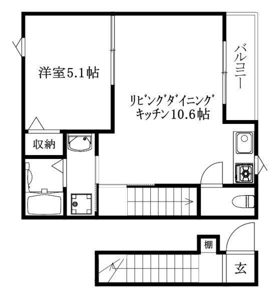 松山市府中のアパートの間取り