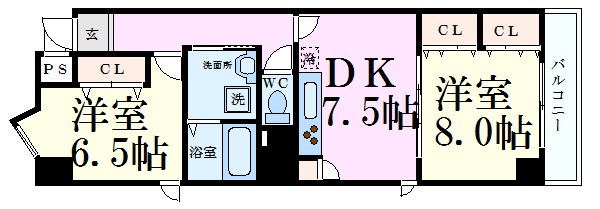 神戸市兵庫区新開地のマンションの間取り