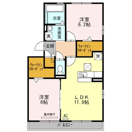 各務原市鵜沼各務原町のアパートの間取り