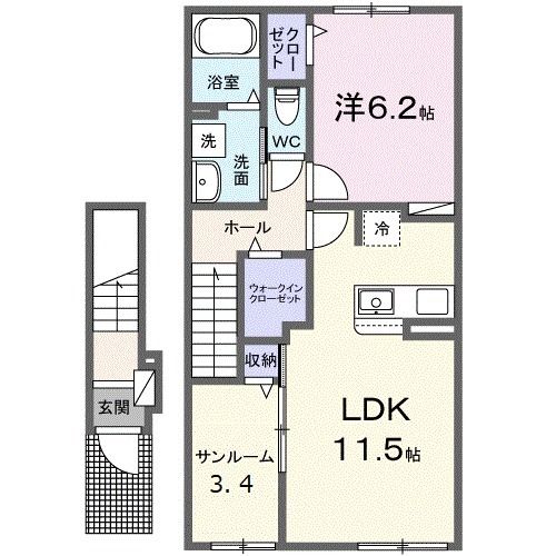 広島市安佐北区口田南のアパートの間取り