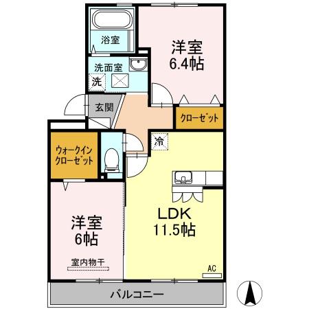 鳥取市安長のアパートの間取り