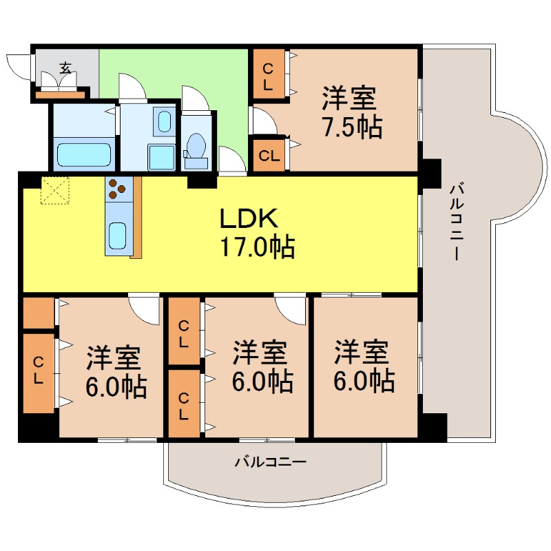 名古屋市昭和区石仏町のマンションの間取り