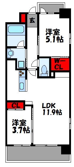 福岡市東区下原のマンションの間取り