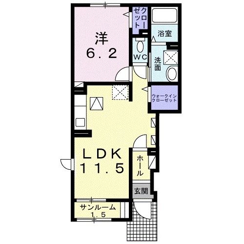 白石市西益岡町のアパートの間取り