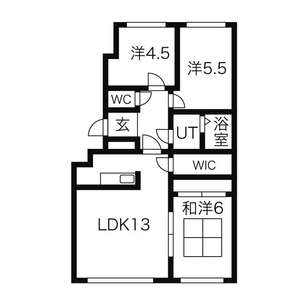 札幌市西区平和二条のマンションの間取り