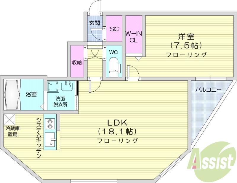 シャトーライフ中島公園1の間取り