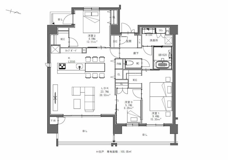 福岡市城南区別府のマンションの間取り