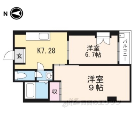 京都市伏見区醍醐下山口町のマンションの間取り