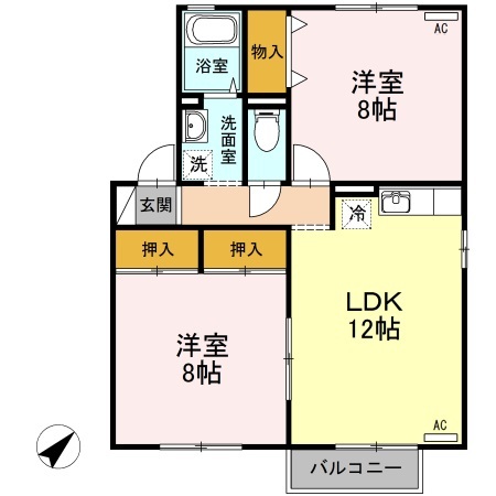 北蒲原郡聖籠町大字亀塚のアパートの間取り