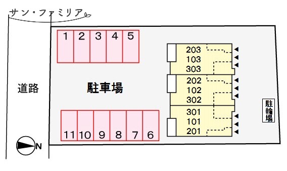 【豊橋市小向町のアパートの駐車場】