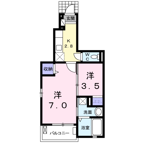 豊橋市小向町のアパートの間取り