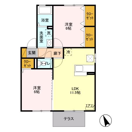 甲府市上阿原町のアパートの間取り