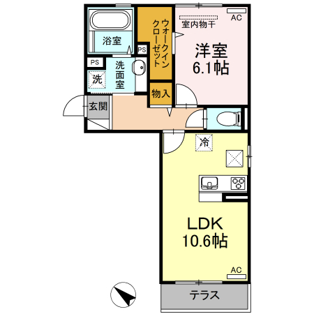 倉敷市新倉敷駅前のアパートの間取り