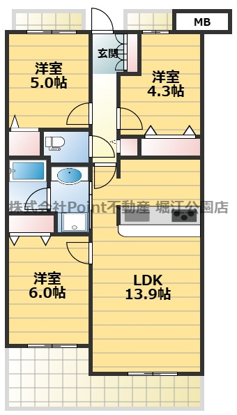 地下鉄御堂筋線 東三国駅 徒歩10分 8階建 築27年の間取り写真