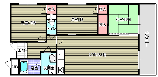 セゾン川内の間取り