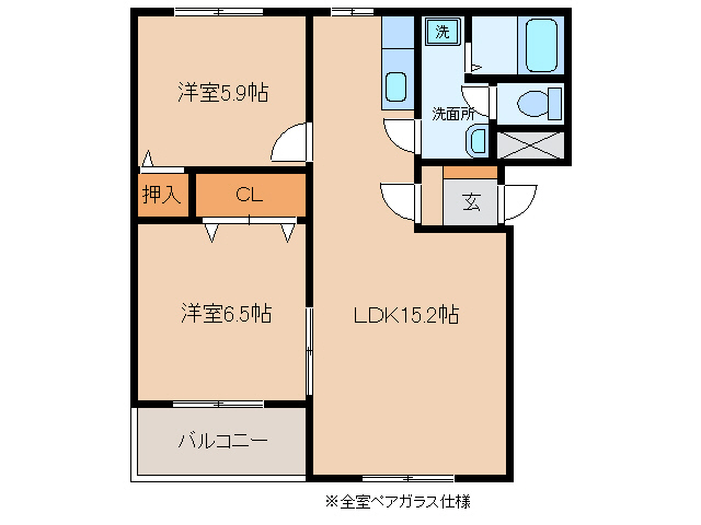 西尾市中畑町のマンションの間取り