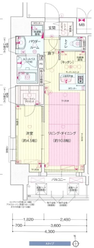 名古屋市中区新栄のマンションの間取り